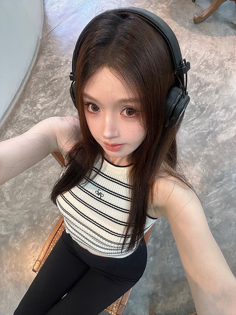 spicy 핫걸 조끼 2026 여름 자수 스트라이프 모직물 조끼 발굴하다 어깨 디자인 슈퍼 슬림해 보이는 디스플레이 몸 상세 이미지 9