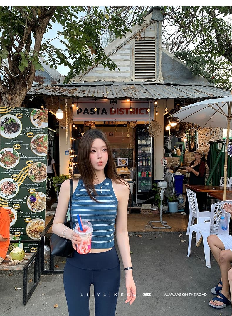 spicy 핫걸 조끼 2026 여름 자수 스트라이프 모직물 조끼 발굴하다 어깨 디자인 슈퍼 슬림해 보이는 디스플레이 몸 상세 이미지 12