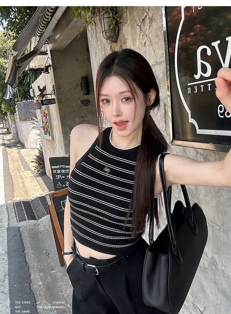 spicy 핫걸 조끼 2026 여름 자수 스트라이프 모직물 조끼 발굴하다 어깨 디자인 슈퍼 슬림해 보이는 디스플레이 몸 상세 이미지 59