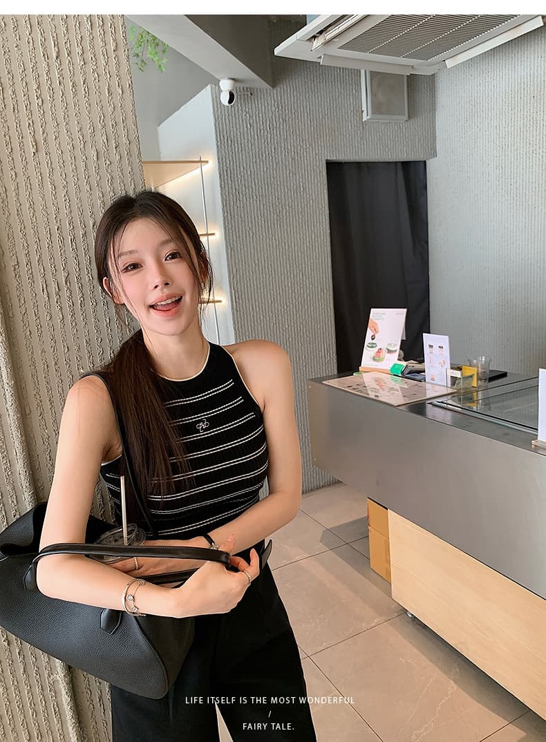 spicy 핫걸 조끼 2026 여름 자수 스트라이프 모직물 조끼 발굴하다 어깨 디자인 슈퍼 슬림해 보이는 디스플레이 몸 상세 이미지 63