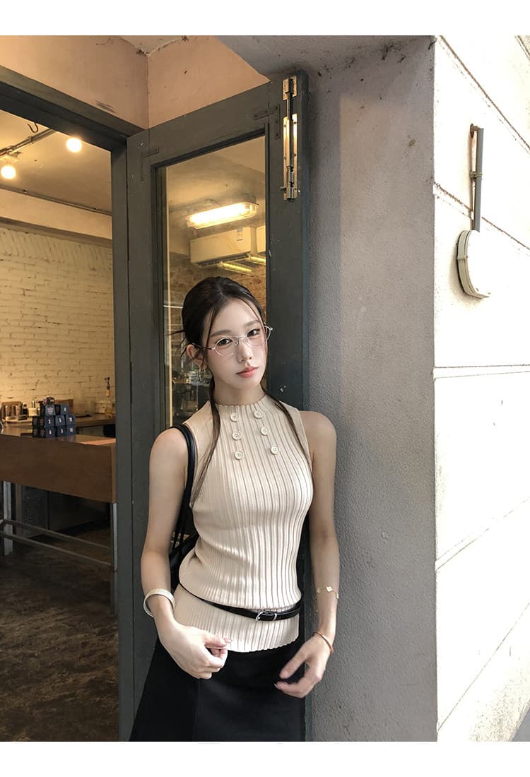 레드 맨 파빌리온 조끼 여성 여름 외출용 2026 새로운 몸매 가꾸기 검정색 자이언트 잘 생긴 ~ 중 아니요 명중 섹션 니트 민소매 맨위 상세 이미지 23