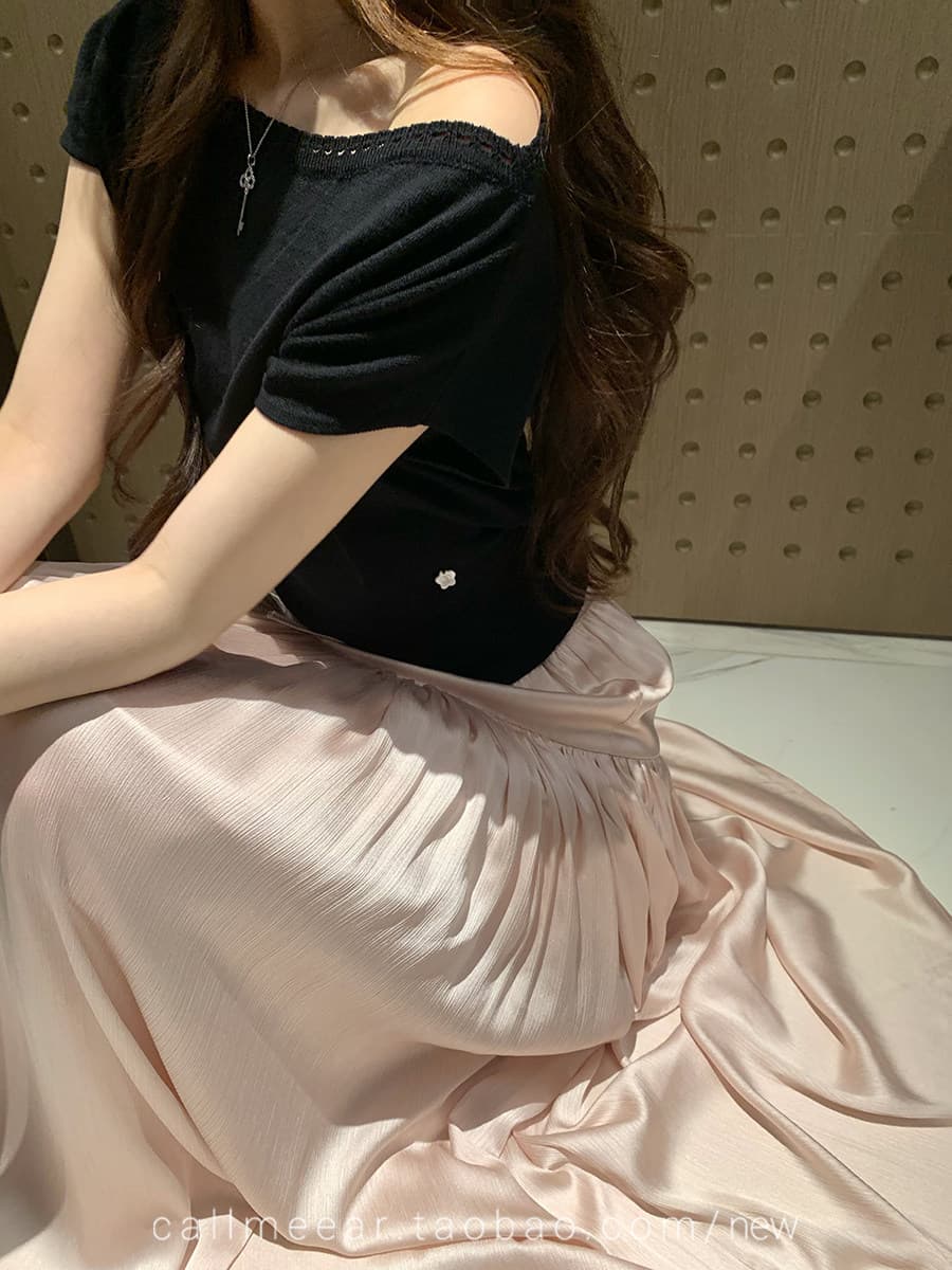 callmeear 작은 섬 Breeze 라이 경기 서울 주간 실크 비스듬한 어깨 레이스 티셔츠 여성 슬림해 보이는 핫걸 맨위 상세 이미지 31