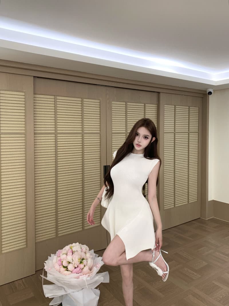 빛 요리 한 바람 카키 색 터틀넥 니트 여성 드레스 여름 여성 여름 품격 섹시함 A라인 스커트 상세 이미지 30