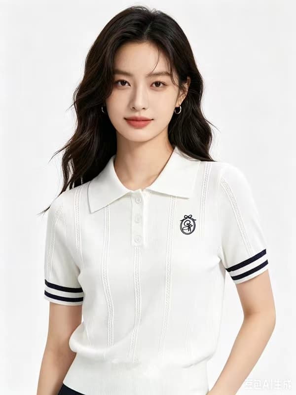 미니멀리즘 문예 반팔 POLO 칼라 얼음 실크 니트 스웨터 여성 여름 2026 년 새로운 맨위 프랑스식 작은