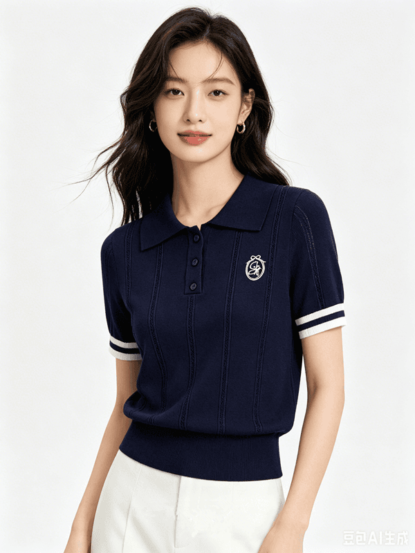 미니멀리즘 문예 반팔 POLO 칼라 얼음 실크 니트 스웨터 여성 여름 2026 년 새로운 맨위 프랑스식 작은 상세 이미지 5