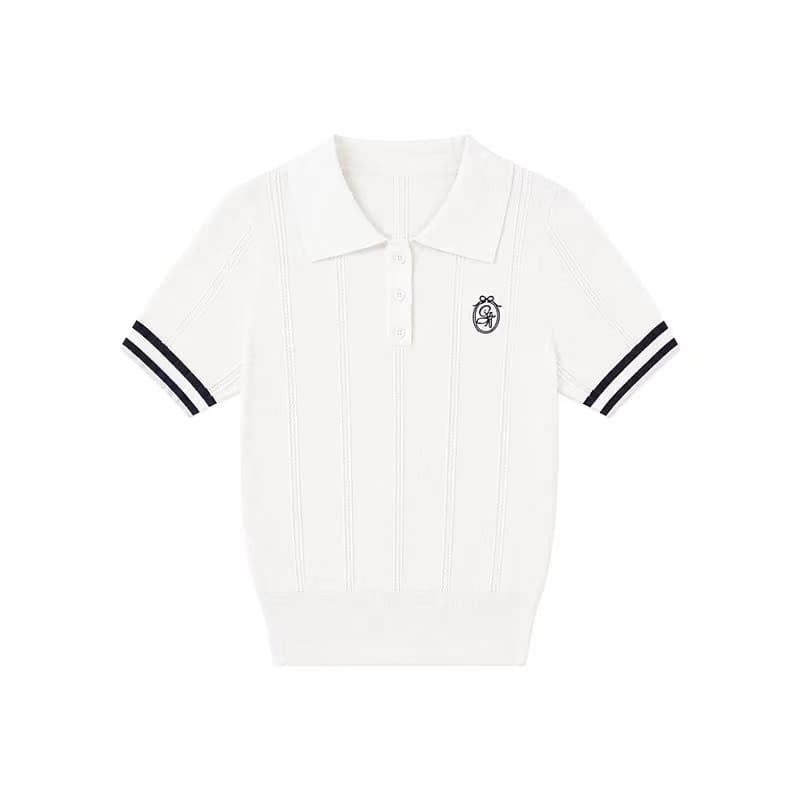 미니멀리즘 문예 반팔 POLO 칼라 얼음 실크 니트 스웨터 여성 여름 2026 년 새로운 맨위 프랑스식 작은 상세 이미지 13