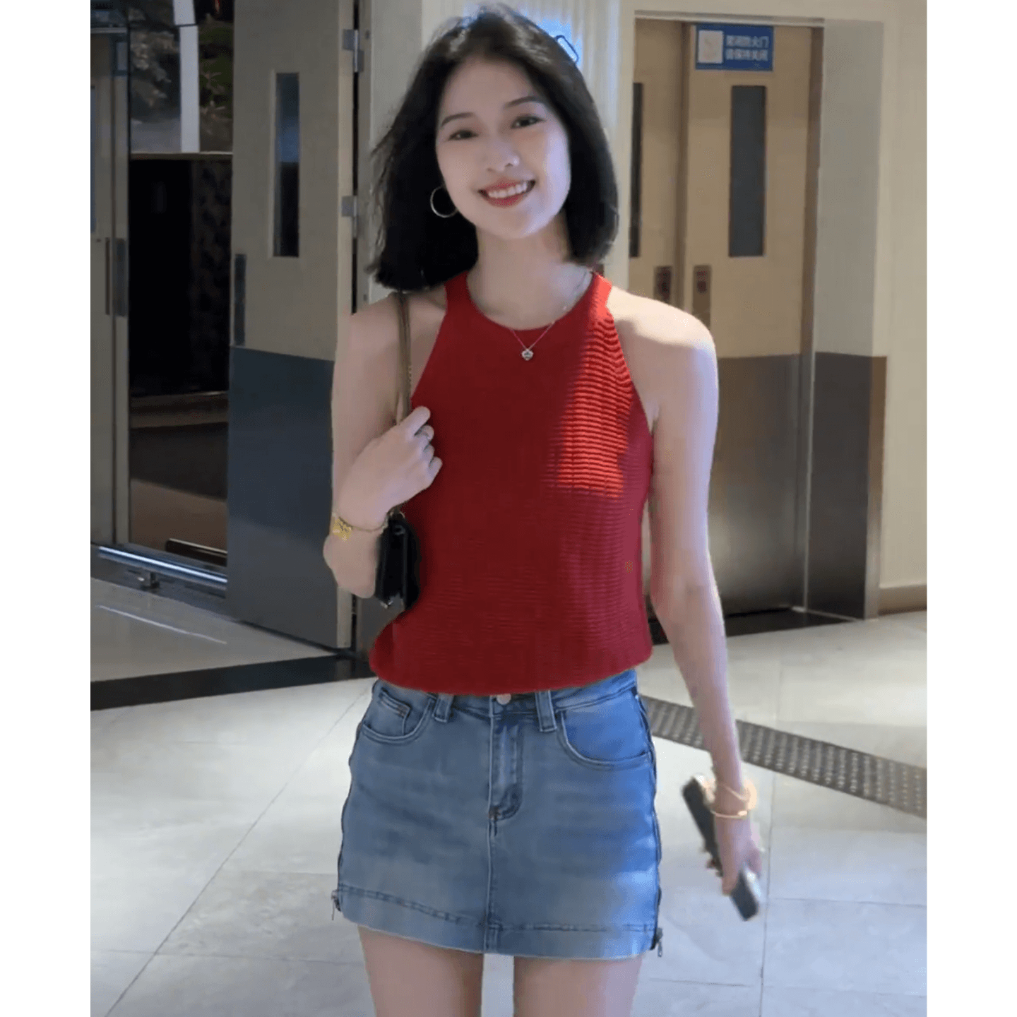 한 부서 행침 목 니트 캐미솔 여름 디자인 센스 출퇴근 품격 미니멀리즘 캐주얼 몸매 가꾸기 슬림해 보이는 맨위 이미지 4