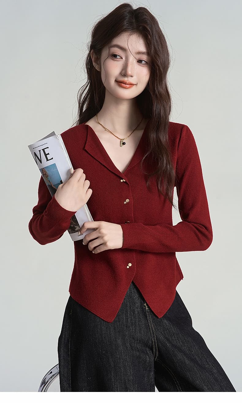 2026 가을 겨울 새로운 한국 스타일 V넥 긴팔 니트 스웨터 여성 긍정적 인 어깨 몸매 가꾸기 슬림해 보이는 인사이드 가져 가라. 만나는 맨위 상세 이미지 15