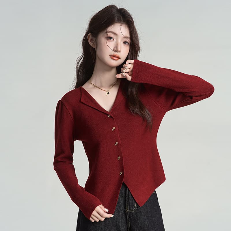 2026 가을 겨울 새로운 한국 스타일 V넥 긴팔 니트 스웨터 여성 긍정적 인 어깨 몸매 가꾸기 슬림해 보이는 인사이드 가져 가라. 만나는 맨위 상세 이미지 24