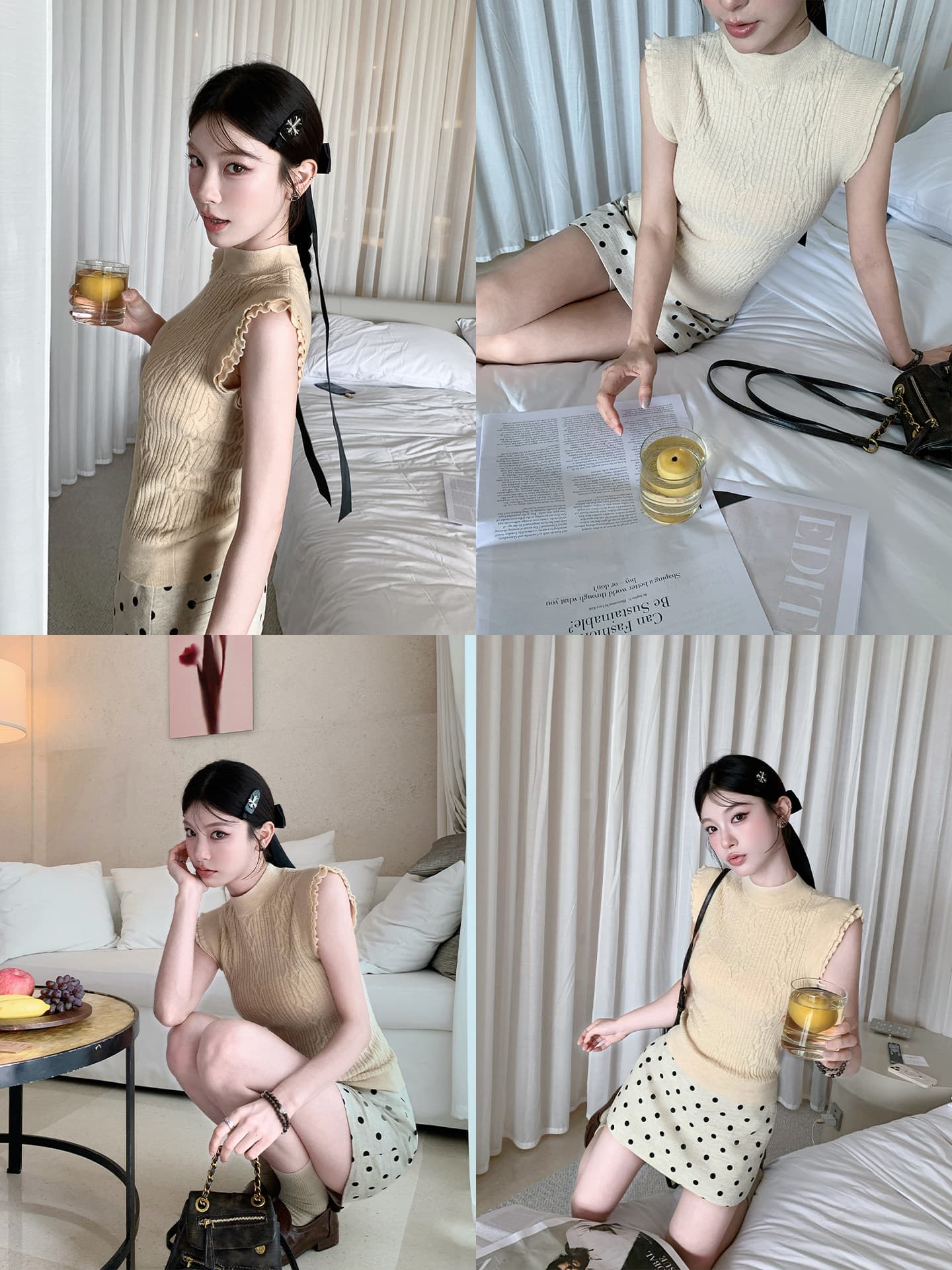 스탠드 칼라 양모 몸매 가꾸기 작은 날다 소매 짠 셔츠 여성 2026 새로운 민소매 조끼 맨위 높음 지혜 센스 이미지 2