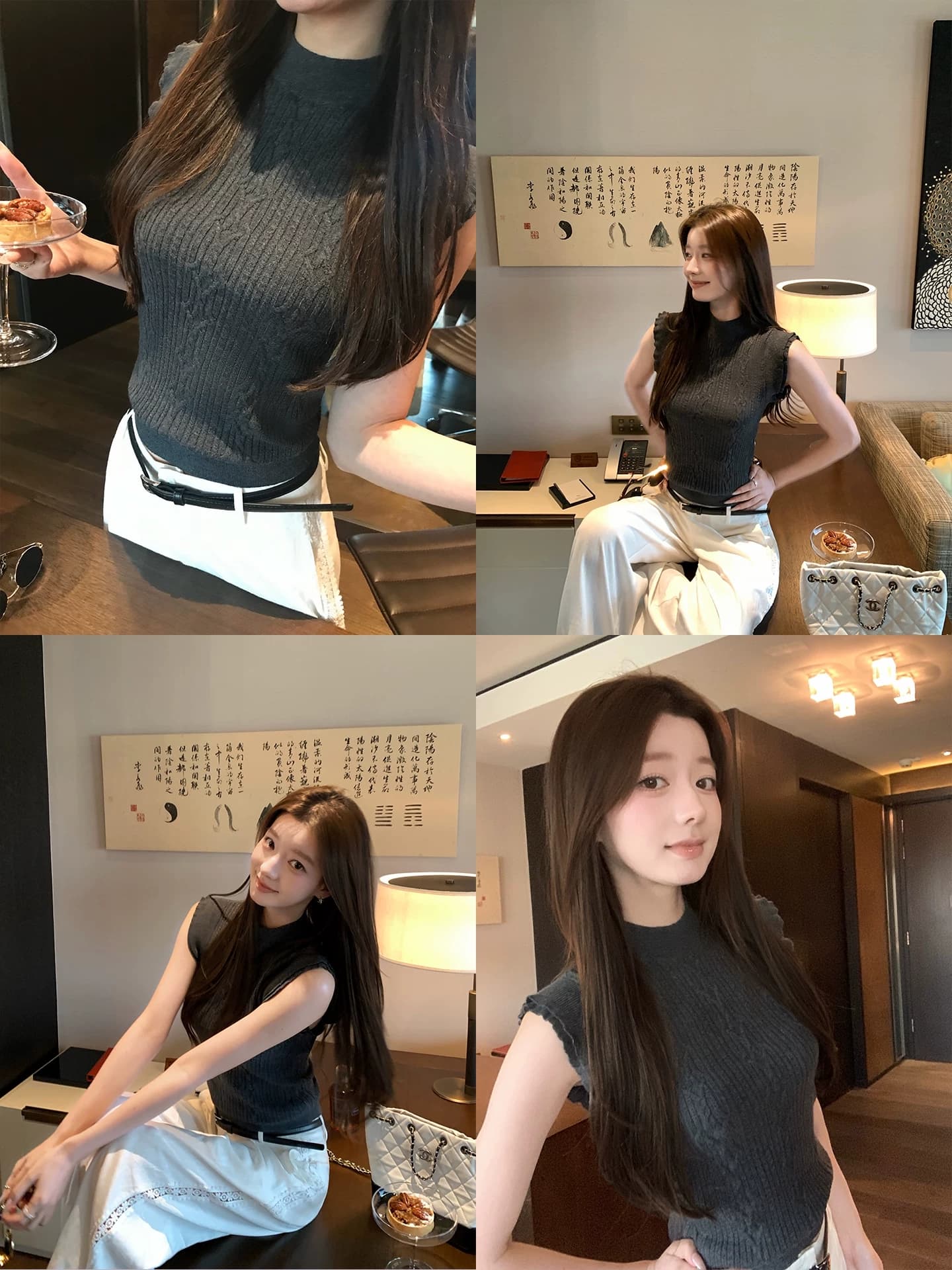 스탠드 칼라 양모 몸매 가꾸기 작은 날다 소매 짠 셔츠 여성 2026 새로운 민소매 조끼 맨위 높음 지혜 센스 상세 이미지 1