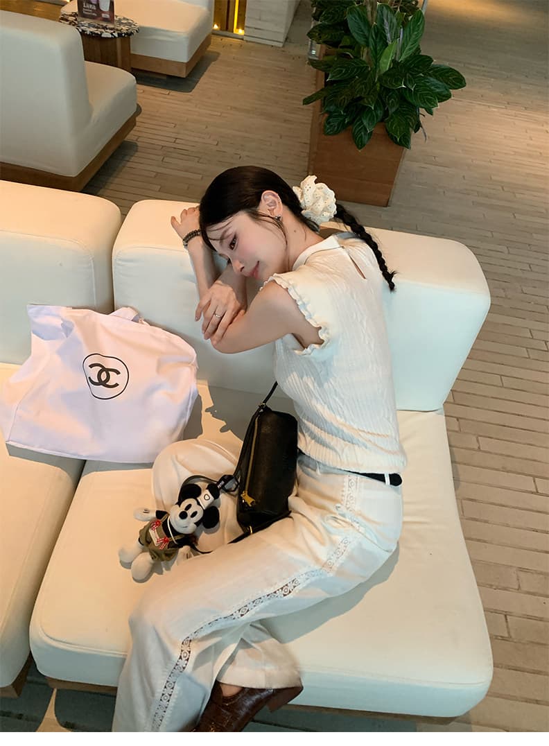 스탠드 칼라 양모 몸매 가꾸기 작은 날다 소매 짠 셔츠 여성 2026 새로운 민소매 조끼 맨위 높음 지혜 센스 상세 이미지 9