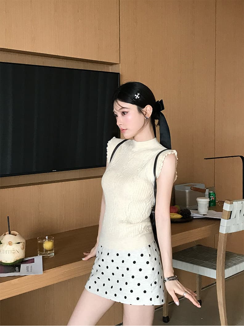 스탠드 칼라 양모 몸매 가꾸기 작은 날다 소매 짠 셔츠 여성 2026 새로운 민소매 조끼 맨위 높음 지혜 센스 상세 이미지 19