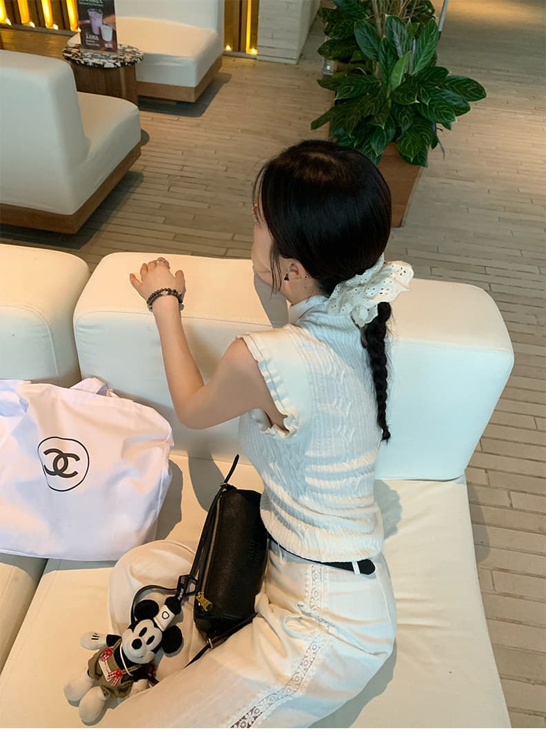 스탠드 칼라 양모 몸매 가꾸기 작은 날다 소매 짠 셔츠 여성 2026 새로운 민소매 조끼 맨위 높음 지혜 센스 상세 이미지 23