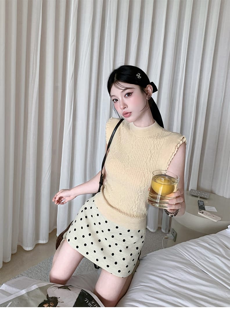 스탠드 칼라 양모 몸매 가꾸기 작은 날다 소매 짠 셔츠 여성 2026 새로운 민소매 조끼 맨위 높음 지혜 센스 상세 이미지 31