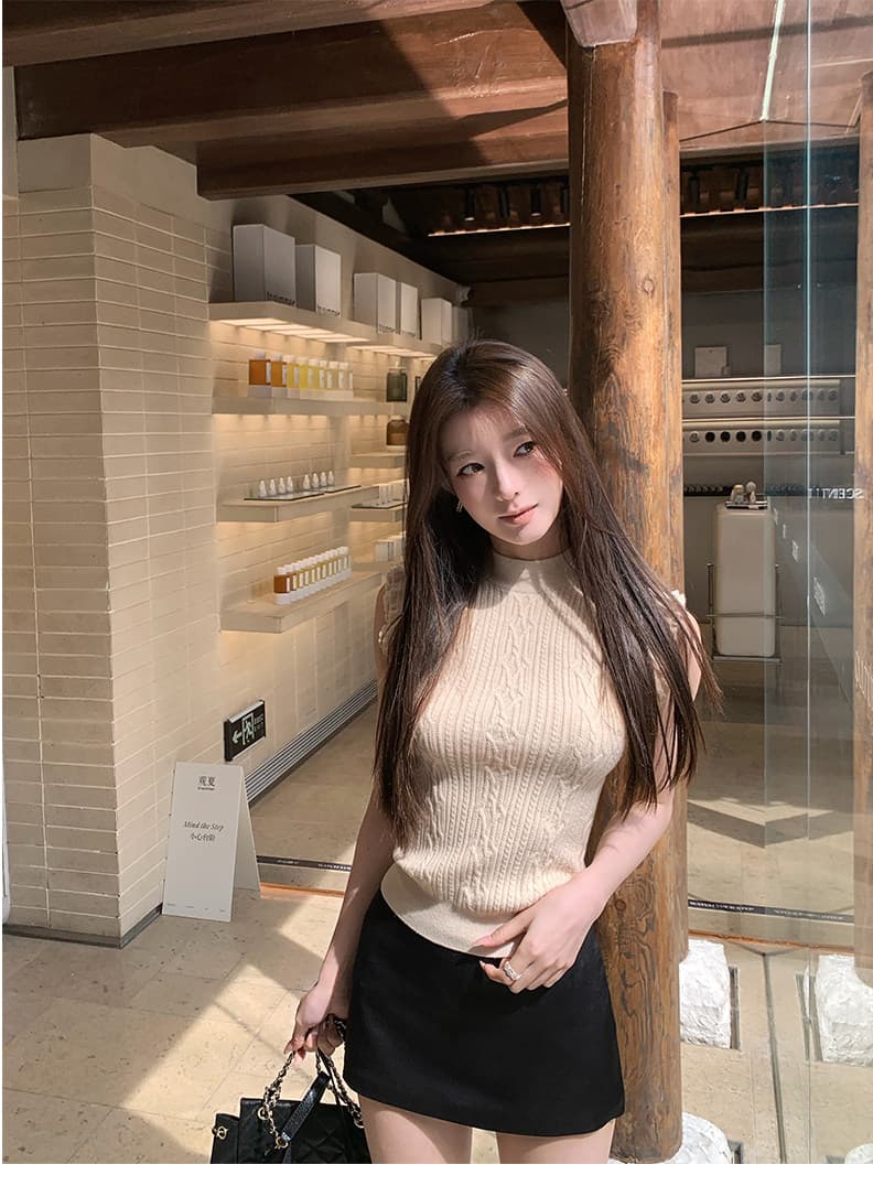 스탠드 칼라 양모 몸매 가꾸기 작은 날다 소매 짠 셔츠 여성 2026 새로운 민소매 조끼 맨위 높음 지혜 센스 상세 이미지 43