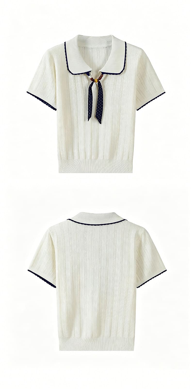 한 부서 학원 스타일 POLO 칼라 반팔 니트 스웨터 여성 여름 얇은 스타일 얼음 실크 몸매 가꾸기 슬림해 보이는 다용도 살구 색상 맨위 상세 이미지 13