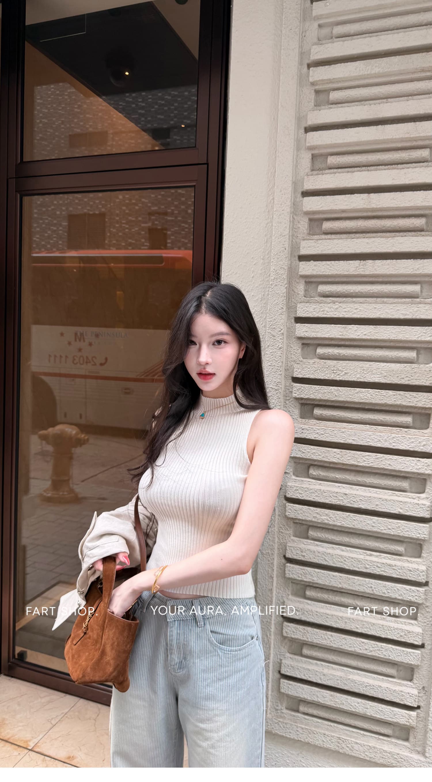 farte shop 바다 거리 일기 민소매 구덩이 기사 반하이넥 조끼 여성 여름 외출용 허리 수축 쇼트 스타일 켜기 상세 이미지 18