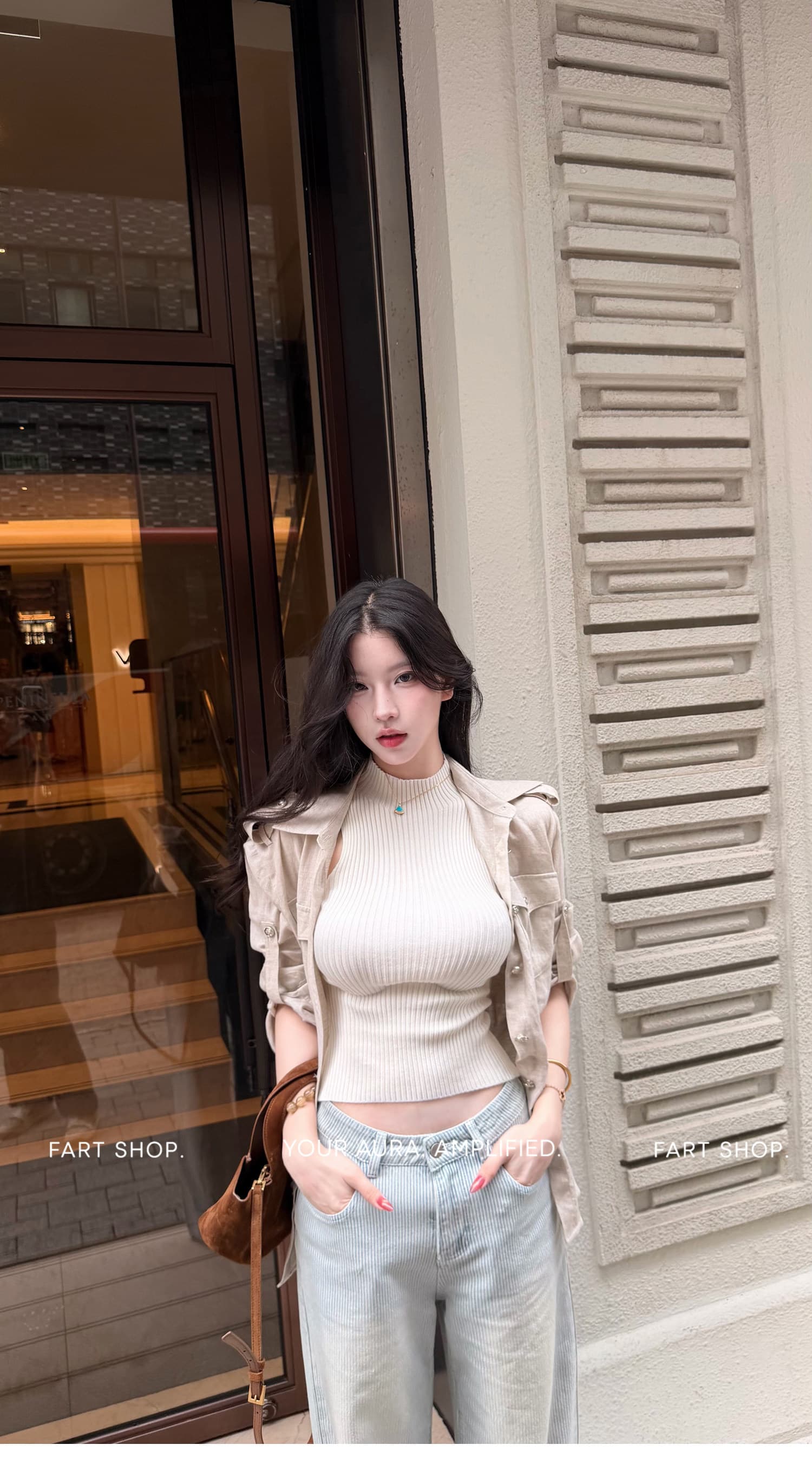 farte shop 바다 거리 일기 민소매 구덩이 기사 반하이넥 조끼 여성 여름 외출용 허리 수축 쇼트 스타일 켜기 상세 이미지 19