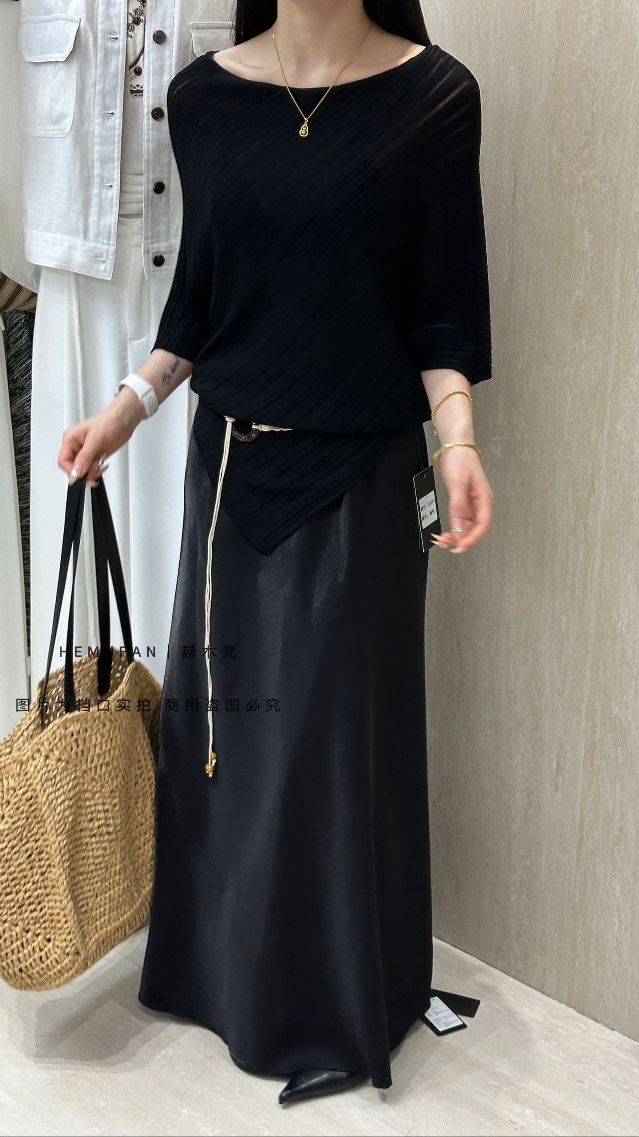 hepburn 그는 벤 느긋한 바람이 아닙니다. 규칙 비스듬한 어깨 구덩이 기사 니트 스웨터 여성 루즈핏 슬림해 보이는 레이스업 스웨터 맨위 상세 이미지 12