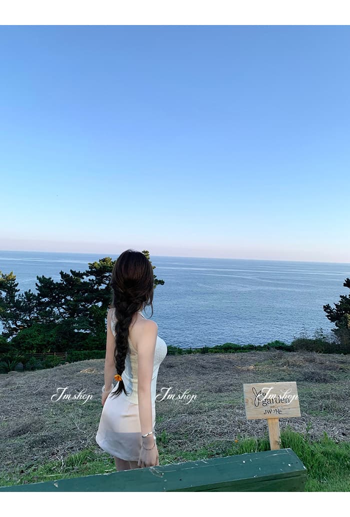 jmshop 서울 자매 순수한 욕망 바람 발굴하다 어깨 행침 목 조끼 여성 여름 레이스 조각 민소매 니트 맨위 상세 이미지 15