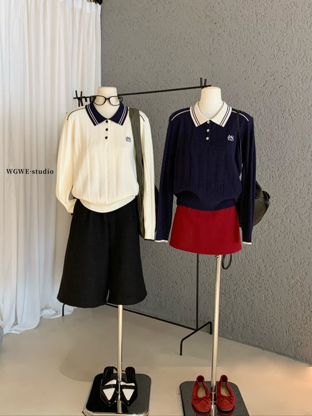 배색 POLO 칼라 트위스트 무늬 니트 스웨터 만나는 스웨터 여자 가을 겨울 캐주얼 긴팔 루즈핏 슬림해 보이는 인사이드 잡아라. 의류 상세 이미지 9