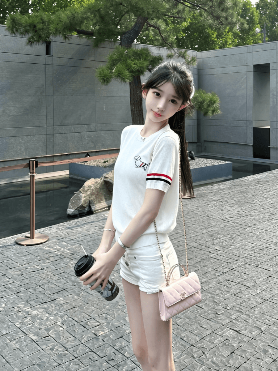 학원 스타일 외국 가스 연령 감소 반팔 티셔츠 여성 여름 2026 새로운 몸매 가꾸기 슬림해 보이는 자수 배색 아름다운 작은 맨위 상세 이미지 4