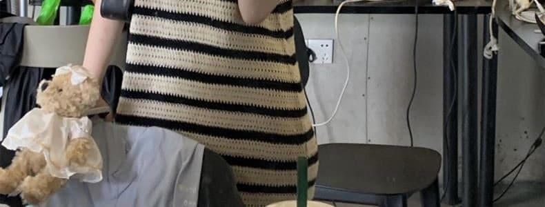 스트라이프 슬립 여성 드레스 여름 핫걸 루즈핏 캐주얼 해변가 휴가 작은 키 민소매 조끼 길다 치마 상세 이미지 7