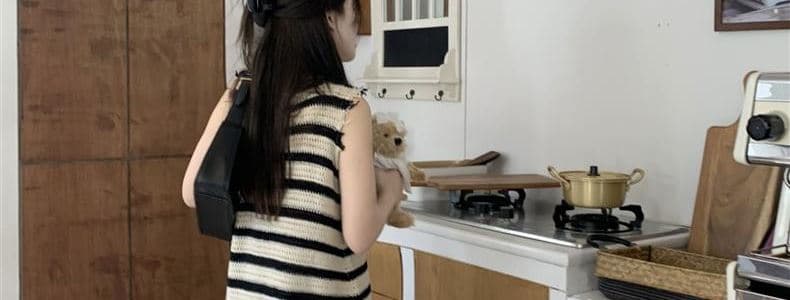 스트라이프 슬립 여성 드레스 여름 핫걸 루즈핏 캐주얼 해변가 휴가 작은 키 민소매 조끼 길다 치마 상세 이미지 12