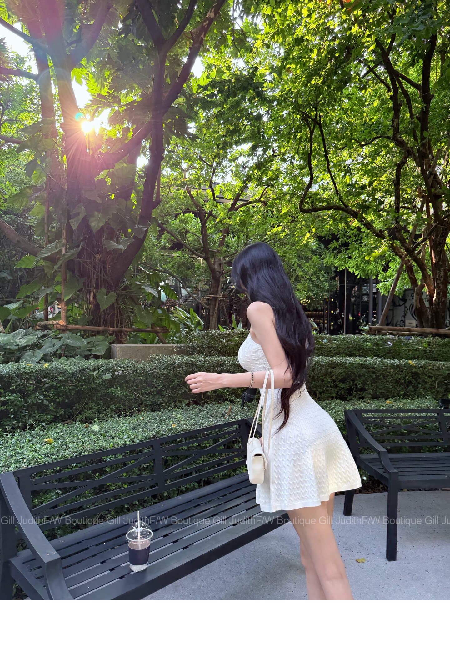 한 비 지아 화이트 행침 목 레이스업 꽈배기 허리 수축 여성 드레스 여름 민소매 새는 어깨 슬림해 보이는 우산 진자 한 마디 치마 상세 이미지 32