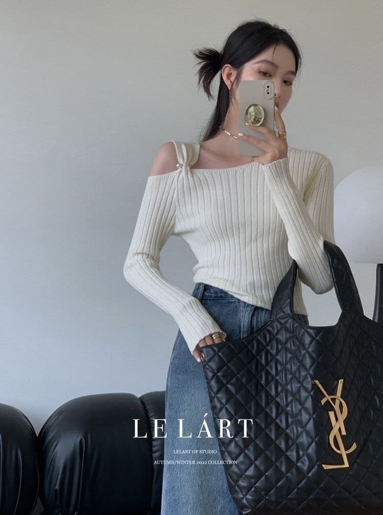 프랑스식 오프숄더 니트 스웨터 여성 가을 겨울 새로운 작은 대중 디자인 센스 긴팔 핫걸 바람 몸매 가꾸기 품격 다용도 맨위 상세 이미지 6