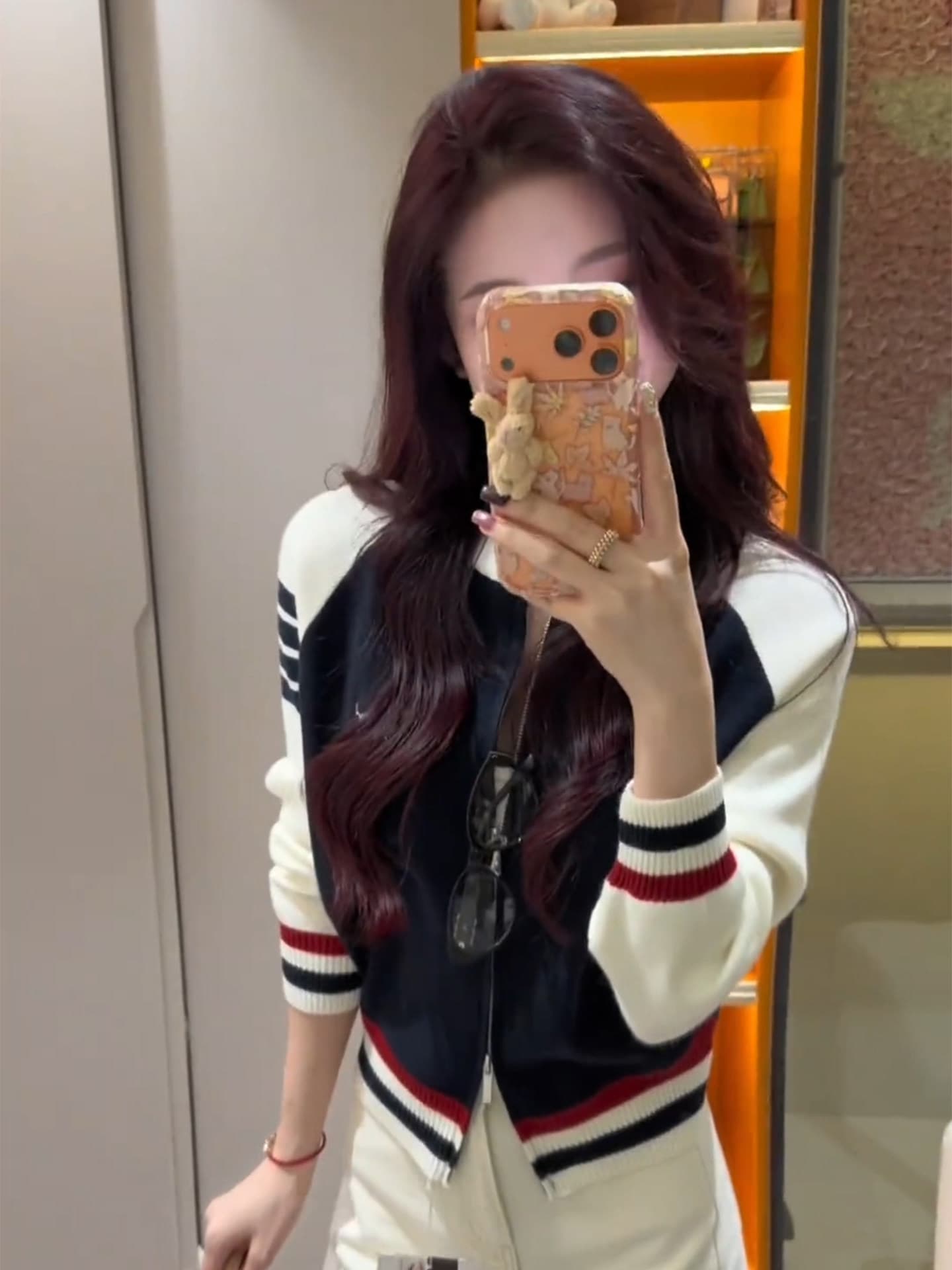 한 부서 학원 스타일 패치워크 색상 니트 오픈 가디건 여성 코트 이른 가을 외출용 작은 키 루즈핏 쇼트 스타일 야구 유니폼 맨위 상세 이미지 9