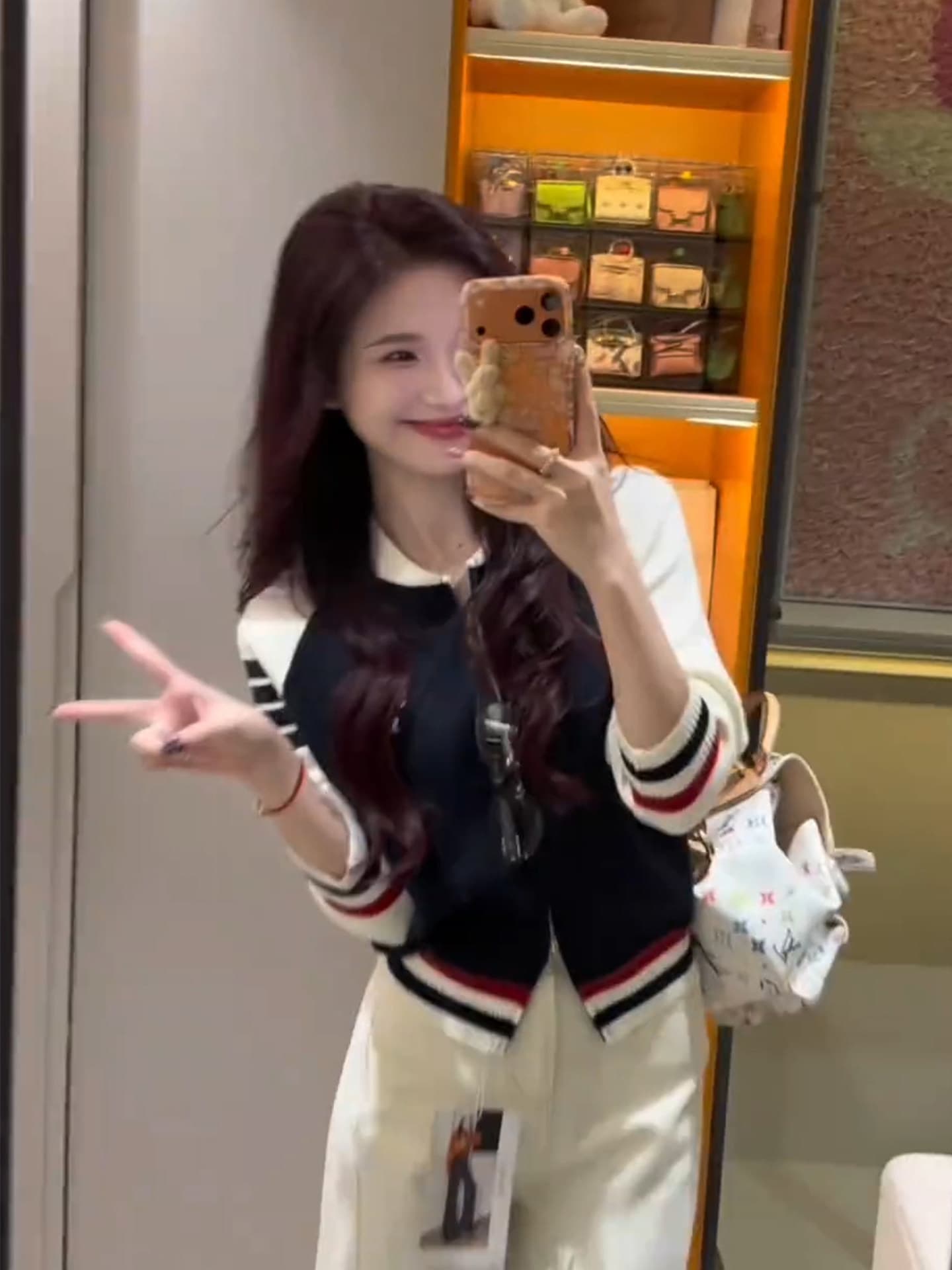 한 부서 학원 스타일 패치워크 색상 니트 오픈 가디건 여성 코트 이른 가을 외출용 작은 키 루즈핏 쇼트 스타일 야구 유니폼 맨위 상세 이미지 12