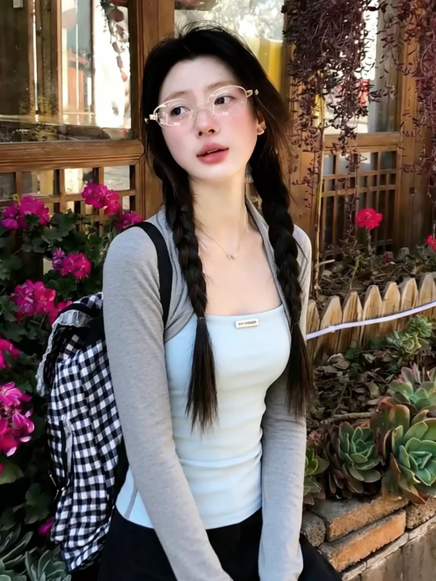 순수한 욕망 핫걸 어깨 페이크 레이어드 긴팔 티셔츠 여성 봄 인사이드 가져 가라. 기본 셔츠 Chic 아름다운 그레이트 봐. 의류 상세 이미지 2