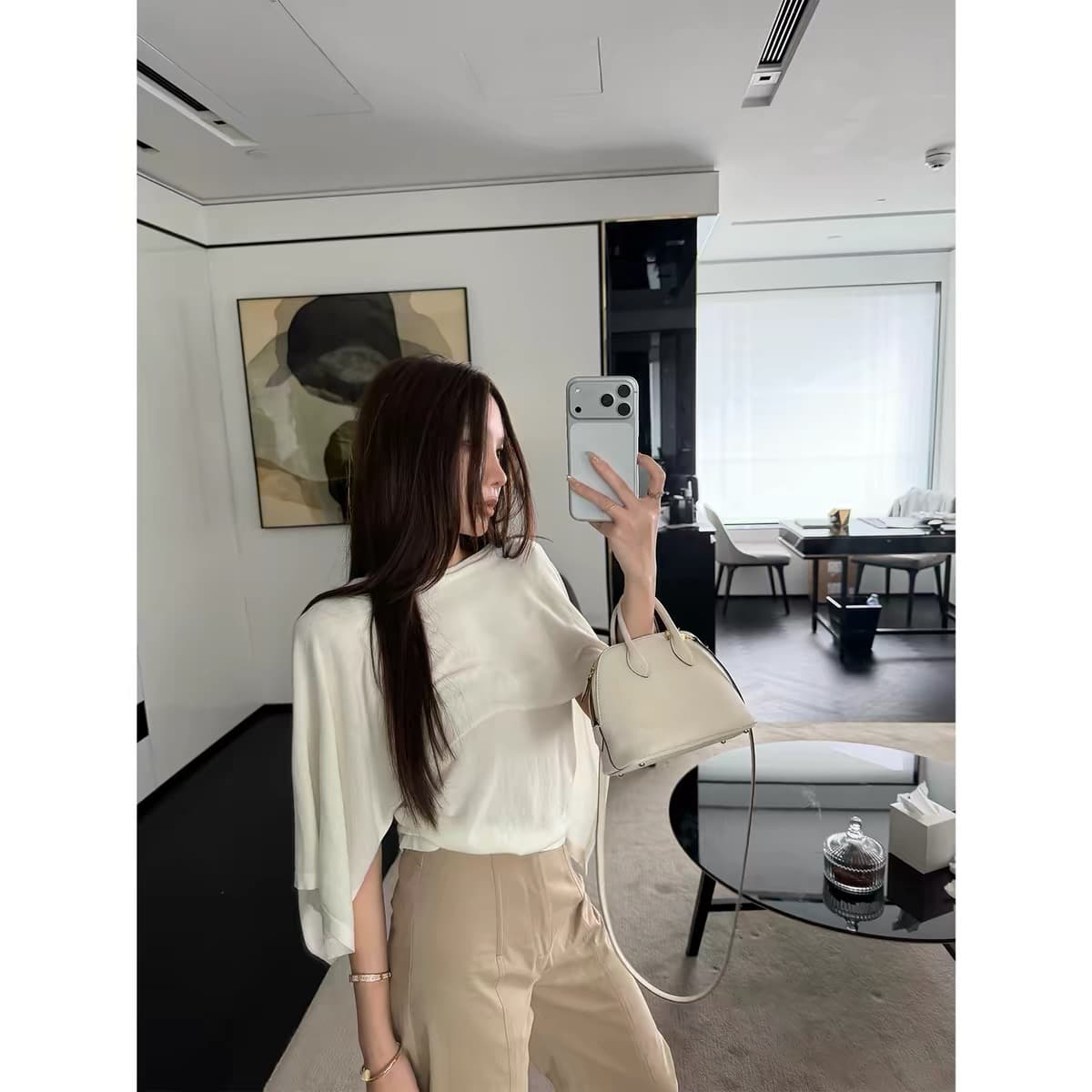 시 웨이 리앙 05 20 높음 지혜 비싼 여성 실크 면 편안함 무료 자외선 차단 망토 페이크 레이어드 맨위 상세 이미지 5