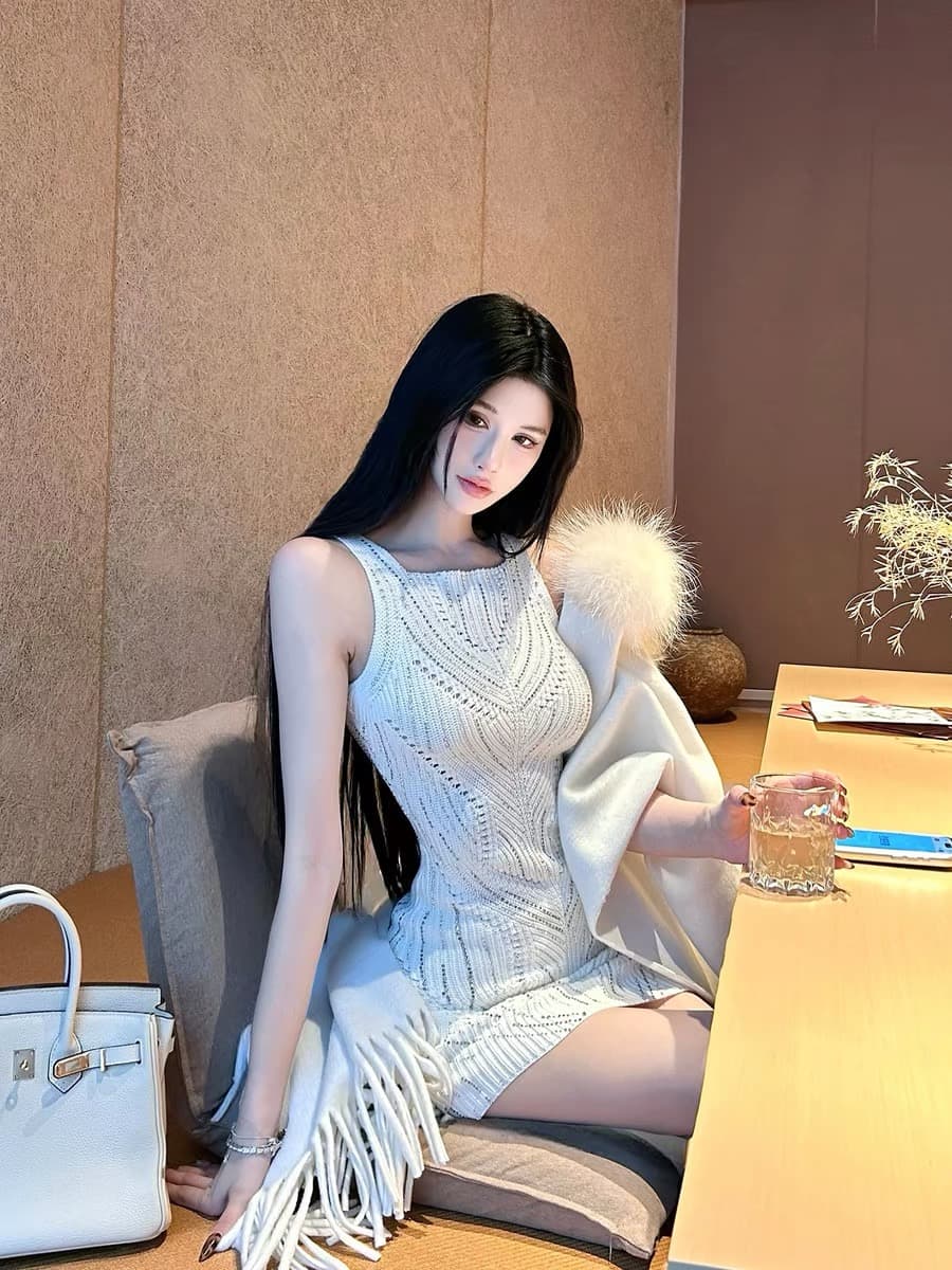 blue rose 순수한 욕망 바람 니트 여성 드레스 가을 고급 센스 핫픽스 작은 키 섹시함 핫걸 타이트 스커트 이미지 2