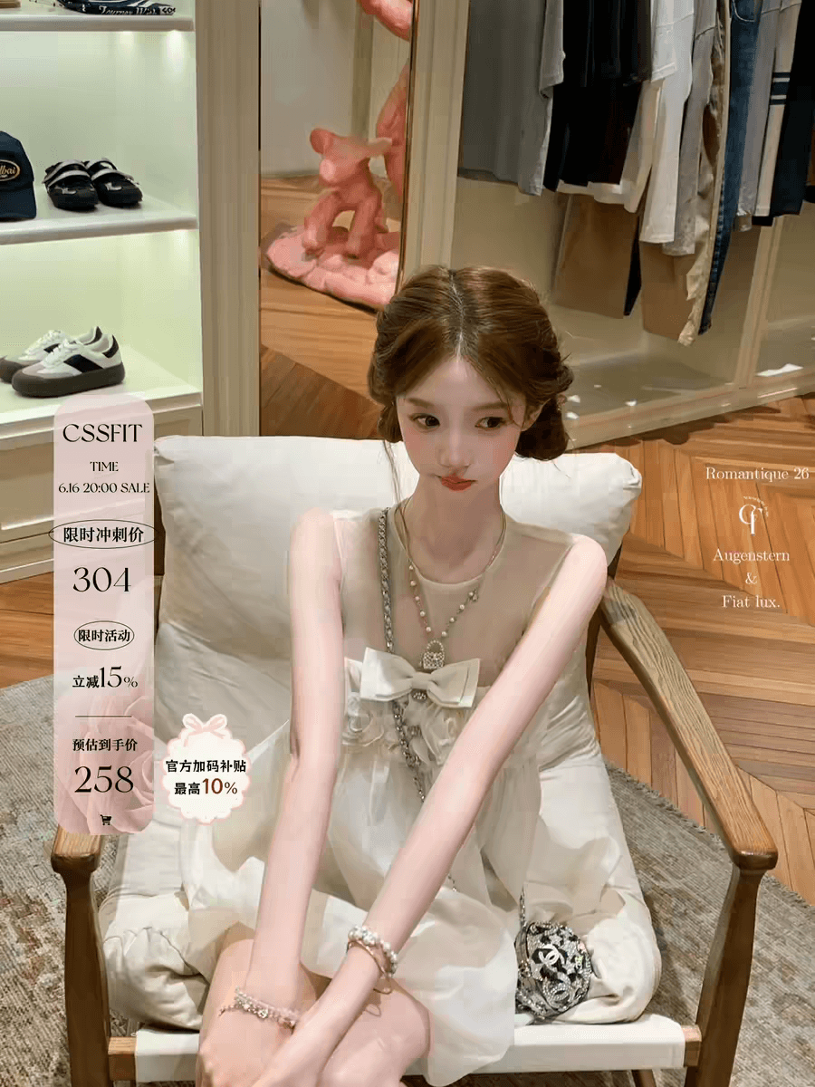 늦게 우산 우산 26 ss 구름 밀가루 부드러운 나비 매듭 훈련 버클 장미 꽃밭 치마 민소매 망사 드레스 미니 스커트 이미지 3