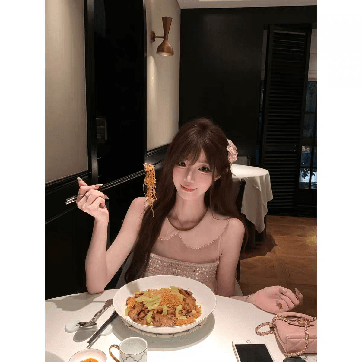 린 린 있음 바쁜 복숭아 분말 이름 애련 얕은 분말 구슬 리본 천 골드 소녀 공주 베이비 칼라 진자 드레스 이미지 4