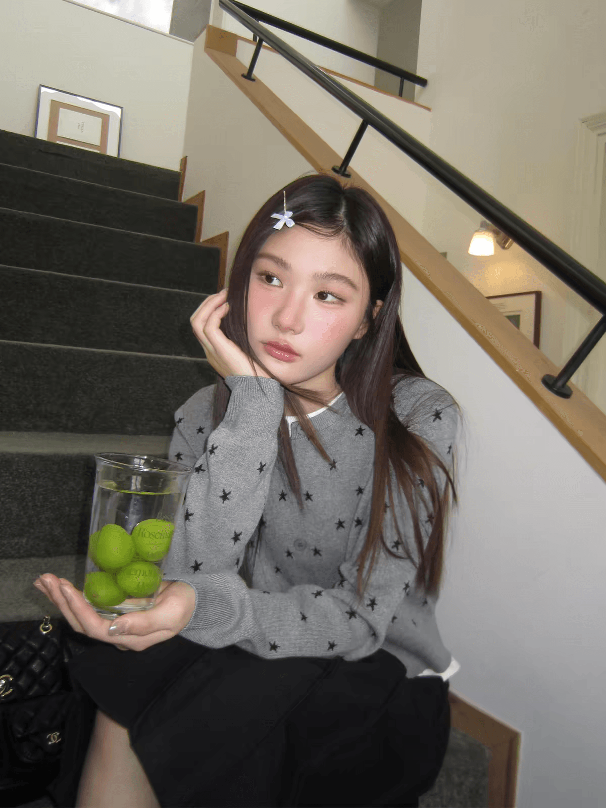 안녕하세요. 대포 배색 별 자카드 니트 오픈 가디건 여성 봄 2026 새로운 외국 가스 연령 감소 캐주얼 맨위 이미지 4