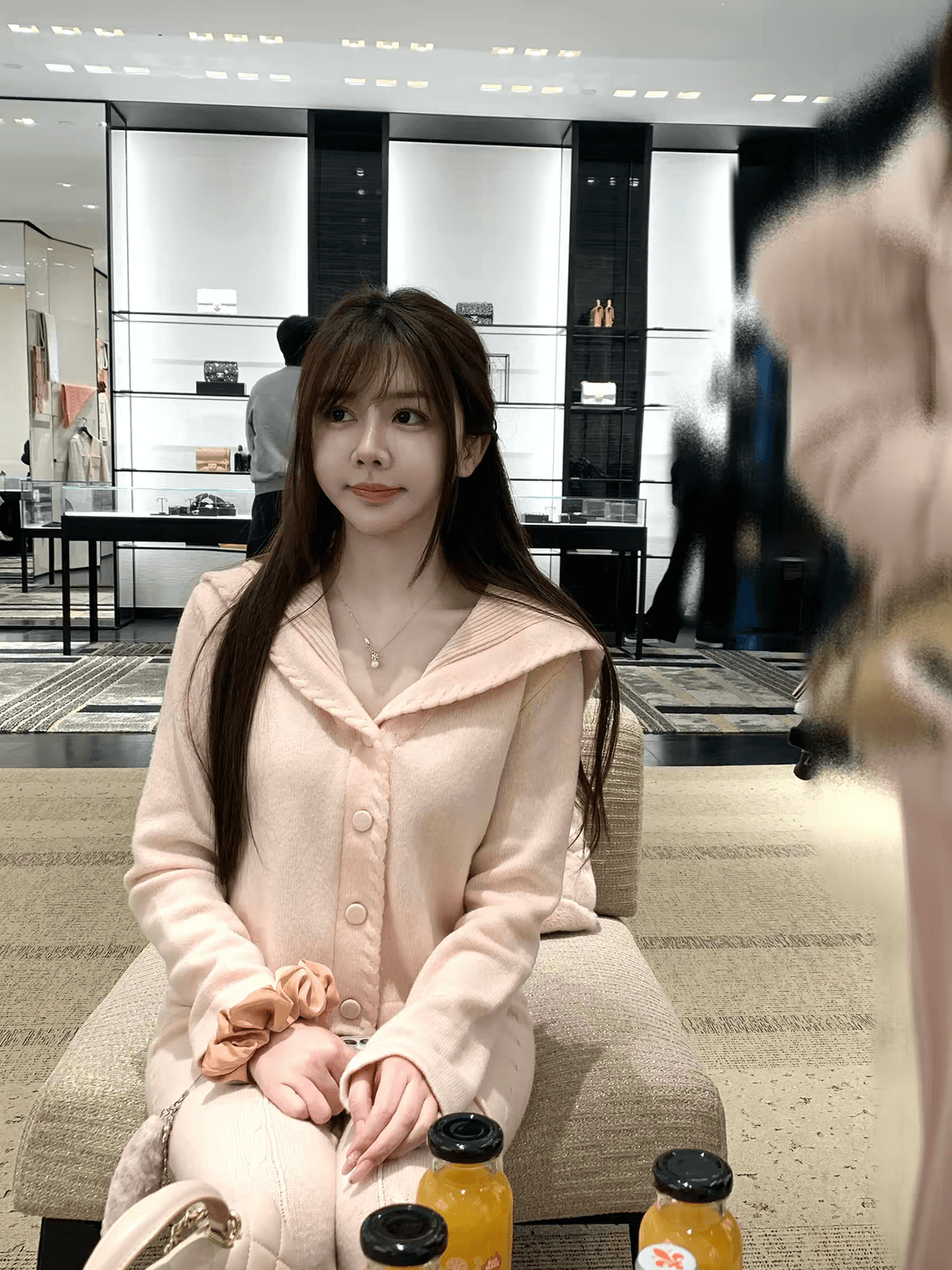 일레븐 소녀 lii 봄날 top 그룹 26 지점 꽈배기 해군 칼라 니트 오픈 가디건 세트 여성 상세 이미지 8