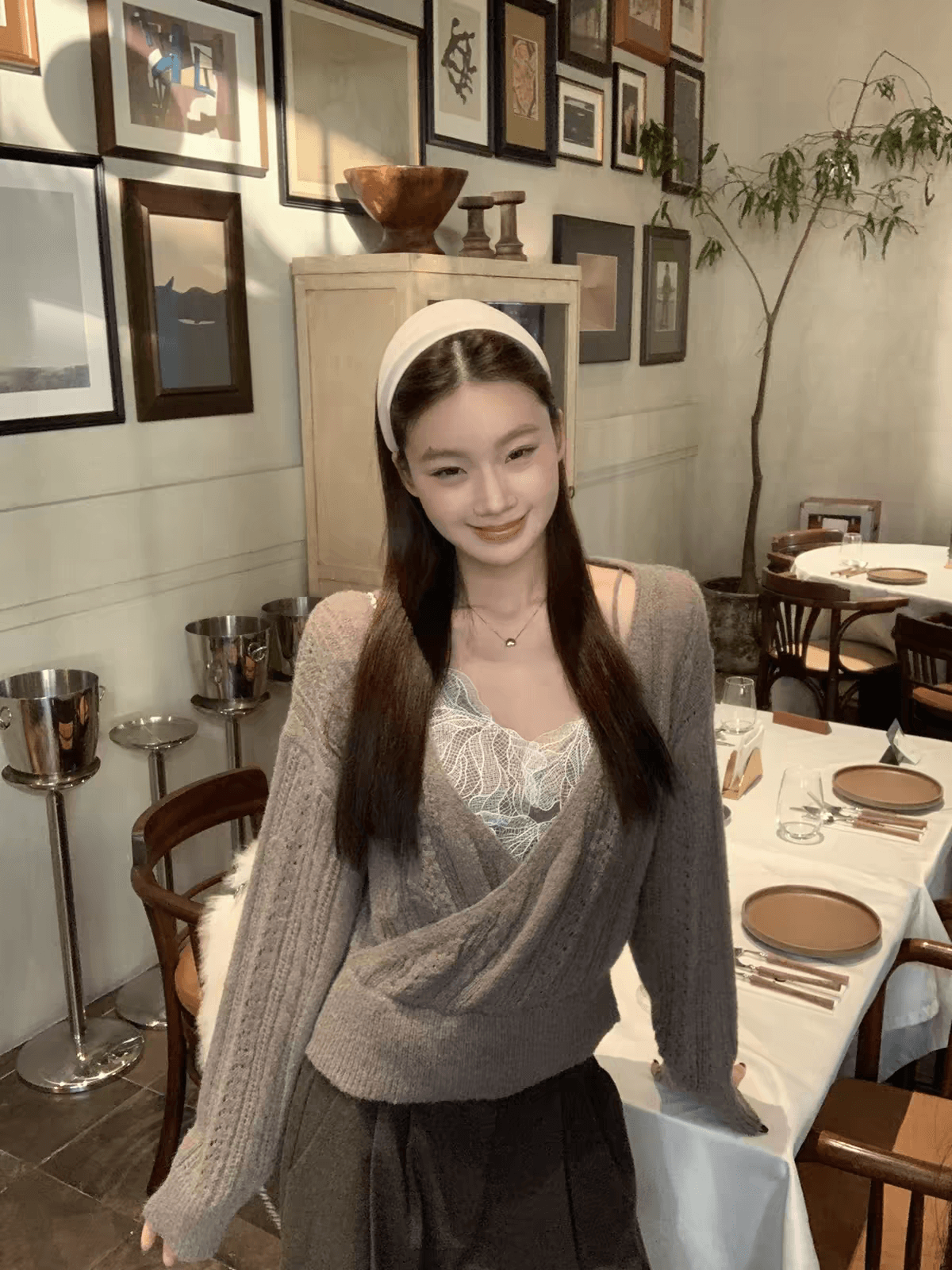 레드 맨 파빌리온 스웨터 여자 2026 새로운 겨울 느긋한 고급 센스 맨위 루즈핏 회색 자이언트 잘 생긴 니트 스웨터 이미지 3