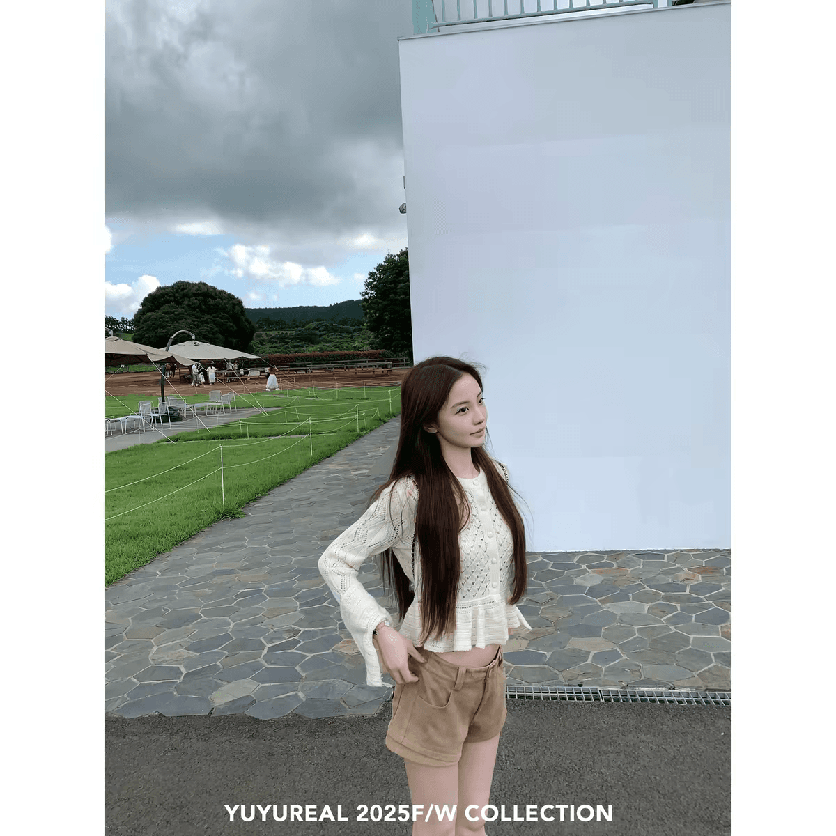 yuyureal 사설 서비스 홀로우 아웃 자수 프릴 양 낙타 털 니트 오픈 가디건 프랑스식 레트로 디자인 센스 여성 상세 이미지 3