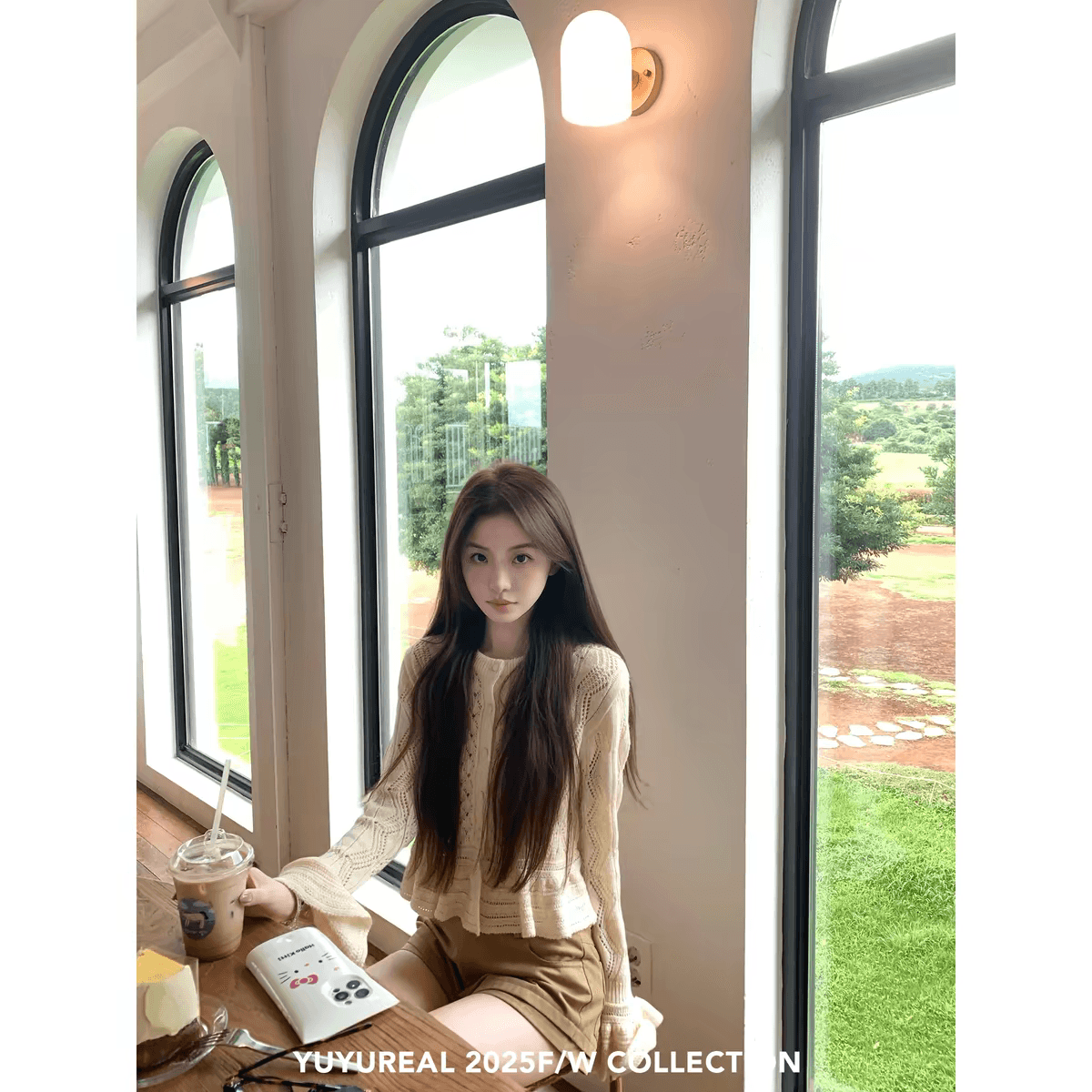 yuyureal 사설 서비스 홀로우 아웃 자수 프릴 양 낙타 털 니트 오픈 가디건 프랑스식 레트로 디자인 센스 여성 상세 이미지 5