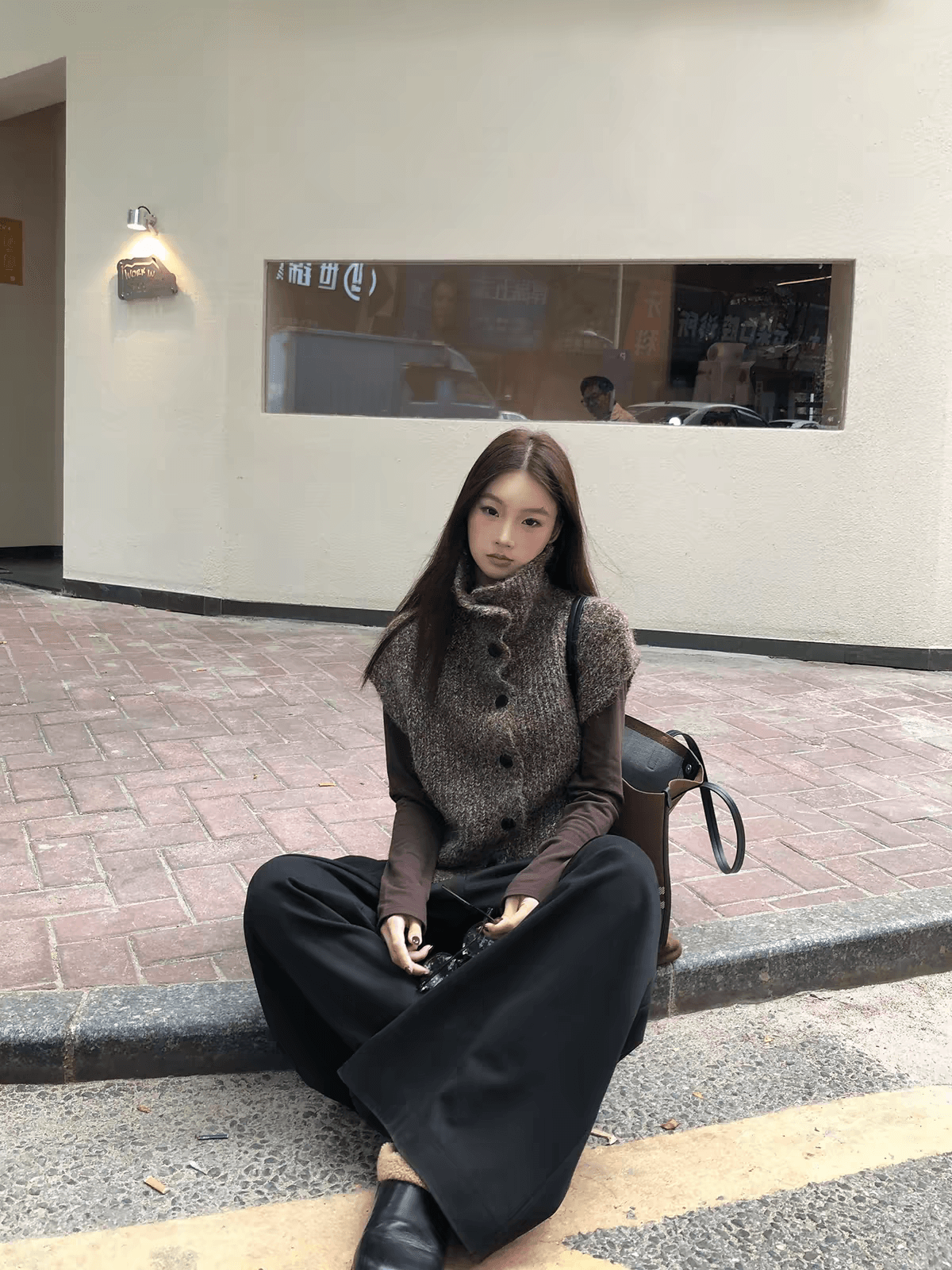 레드 맨 파빌리온 니트 베스트 여자 2026 새로운 머저리 올해 인기 폭발 터틀넥 보온 외출용 조끼 조끼 이미지 4