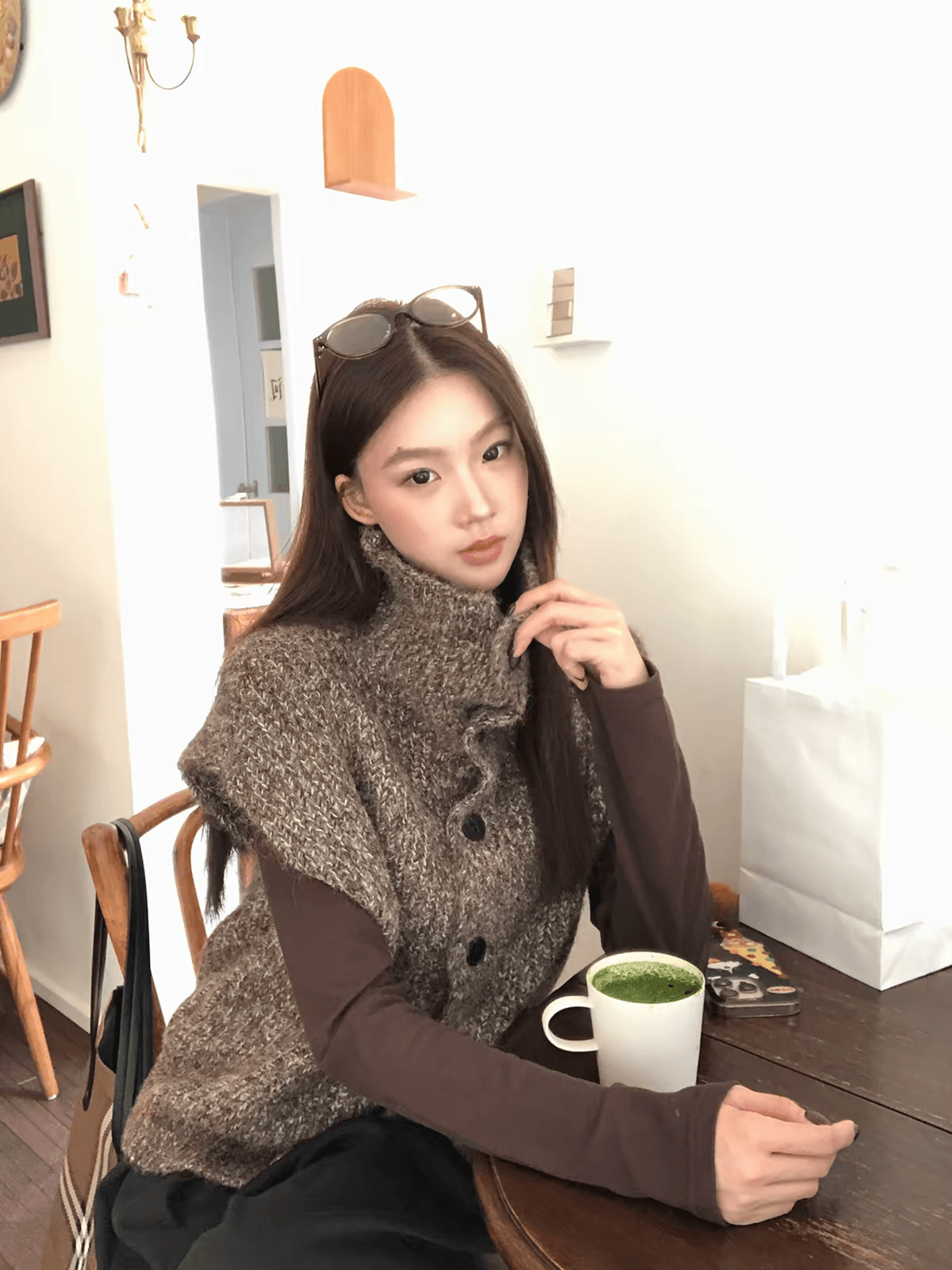 레드 맨 파빌리온 니트 베스트 여자 2026 새로운 머저리 올해 인기 폭발 터틀넥 보온 외출용 조끼 조끼 상세 이미지 2