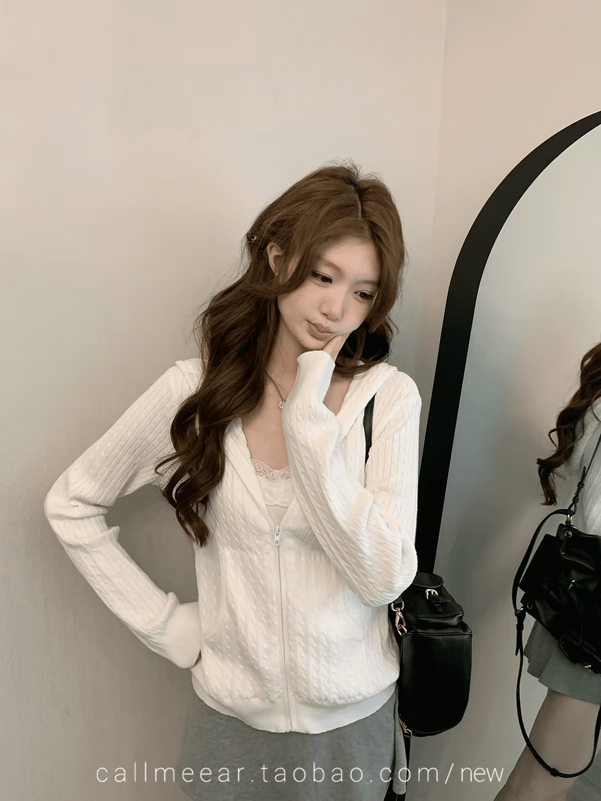 callmeear 후드 꽈배기 모직물 오픈 가디건 오픈 가디건 여성 조기 가을 루즈핏 지퍼 스웨터 코트 이미지 4