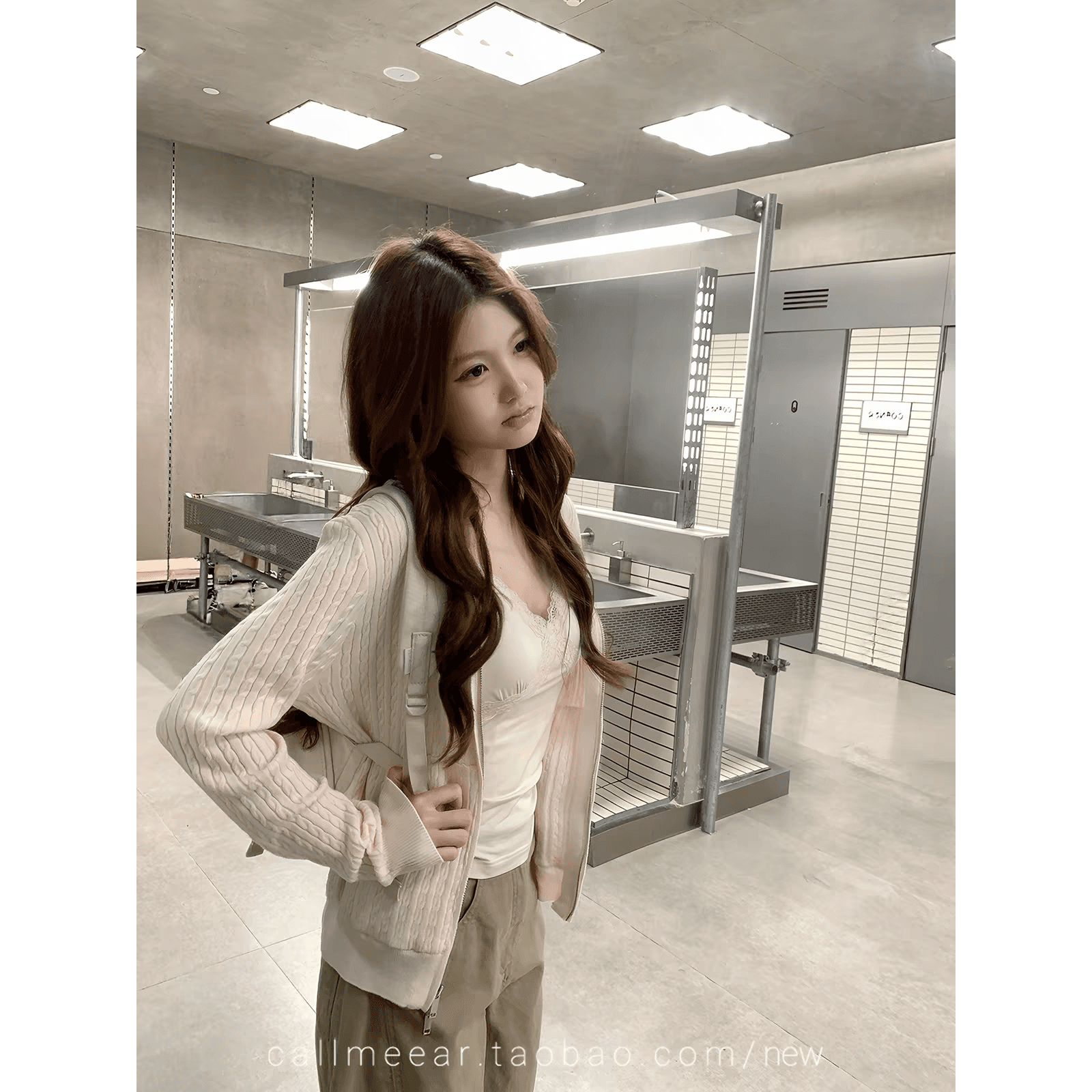 callmeear 후드 꽈배기 모직물 오픈 가디건 오픈 가디건 여성 조기 가을 루즈핏 지퍼 스웨터 코트 이미지 5