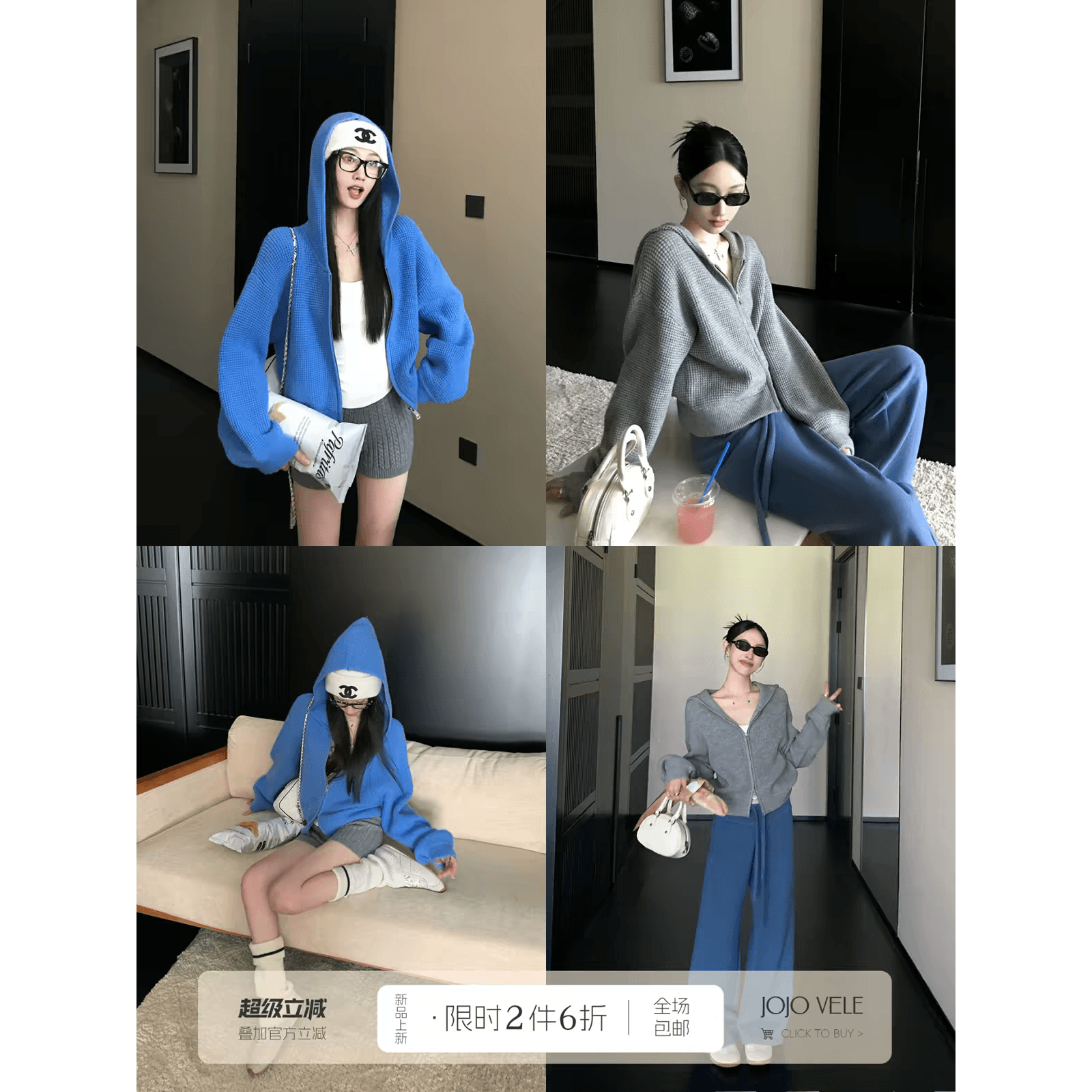jojo vele 저녁 바람 프롤로그 후아 남편 그리드 후드 니트 오픈 가디건 여성 가을 오래된 돈 바람 스웨터 코트 이미지 5