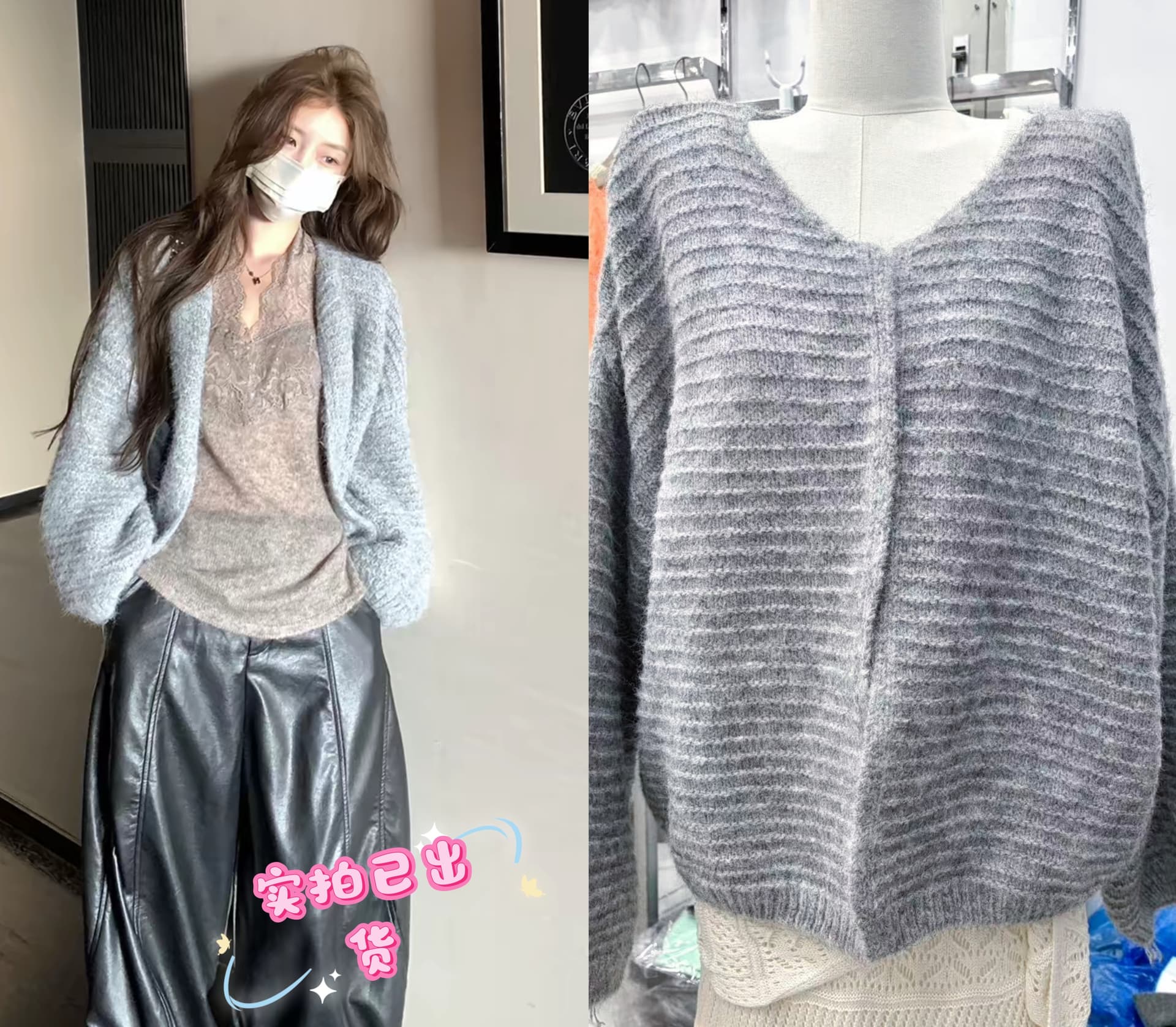 xxiiuu 느슨함 지배 느긋한 플리스 니트 오픈 가디건 여성 루즈핏 대 프로필 모양 부드러운 찹쌀 스웨터 코트