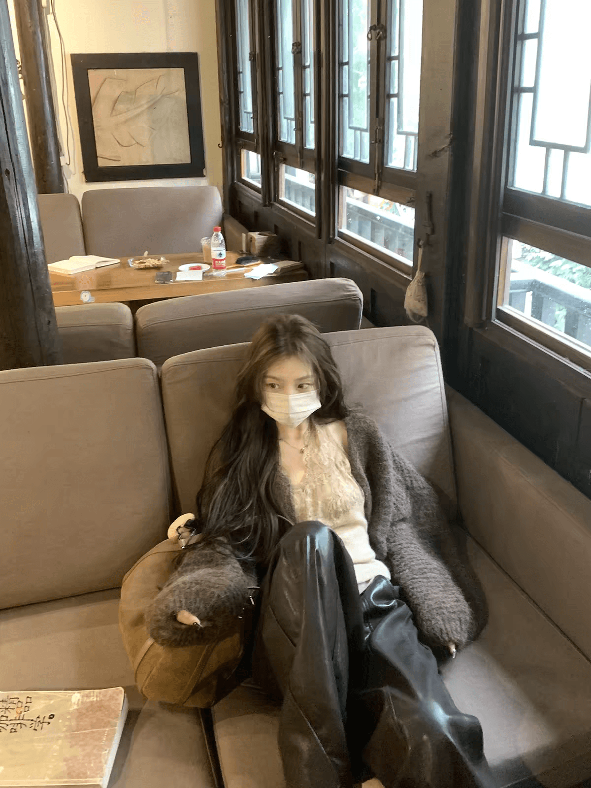 xxiiuu 느슨함 지배 느긋한 플리스 니트 오픈 가디건 여성 루즈핏 대 프로필 모양 부드러운 찹쌀 스웨터 코트 상세 이미지 2